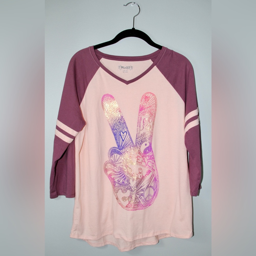Junior's Mudd Brand Pink and Purple Sleeved
3/4 Shirt
